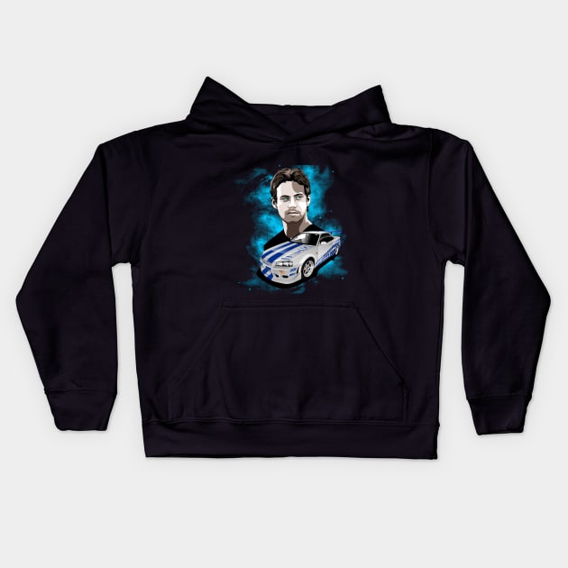 Paul Walker GTR 34 Kids Hoodie by aredie19